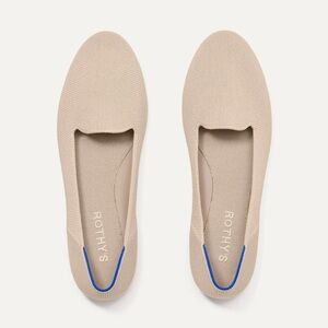 Rothy's Beige Knit Flats with Blue Trim